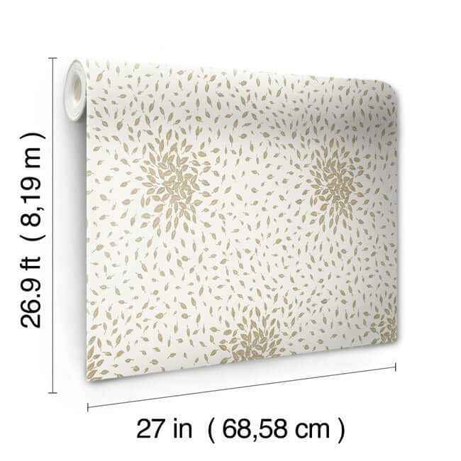 Petite Leaves Cream & Gold Wallpaper - York Wallcoverings - MD7103 - York Wallcoverings Wallpaper