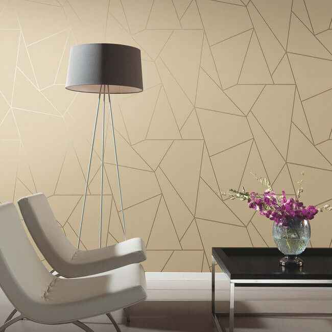 Nazca Almond & Gold Wallpaper - York Wallcoverings - NW3500