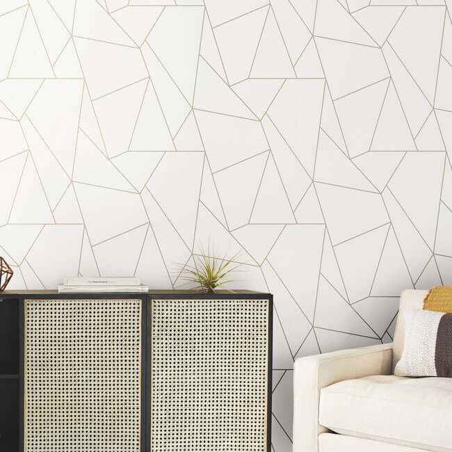 Nazca White & Gold Wallpaper - York Wallcoverings - MD7182 - York Wallcoverings Wallpaper