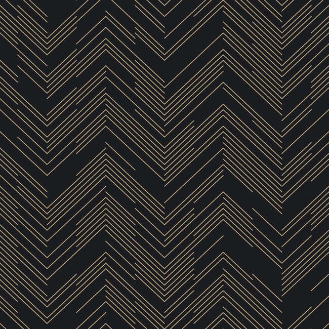 polished-chevron-black-gold-wallpaper-york-wallcoverings-md7221 - York Wallcoverings Wallpaper