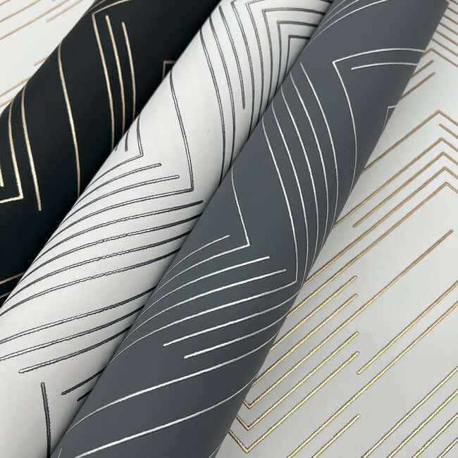 Polished Chevron Black & Gold Wallpaper - York Wallcoverings - MD7221 - York Wallcoverings Wallpaper