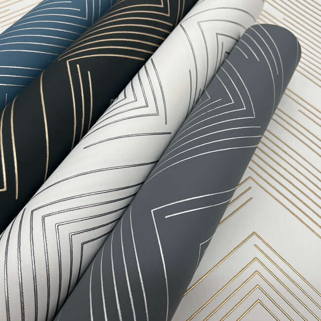 polished-chevron-black-gold-wallpaper-york-wallcoverings-md7221 - York Wallcoverings Wallpaper