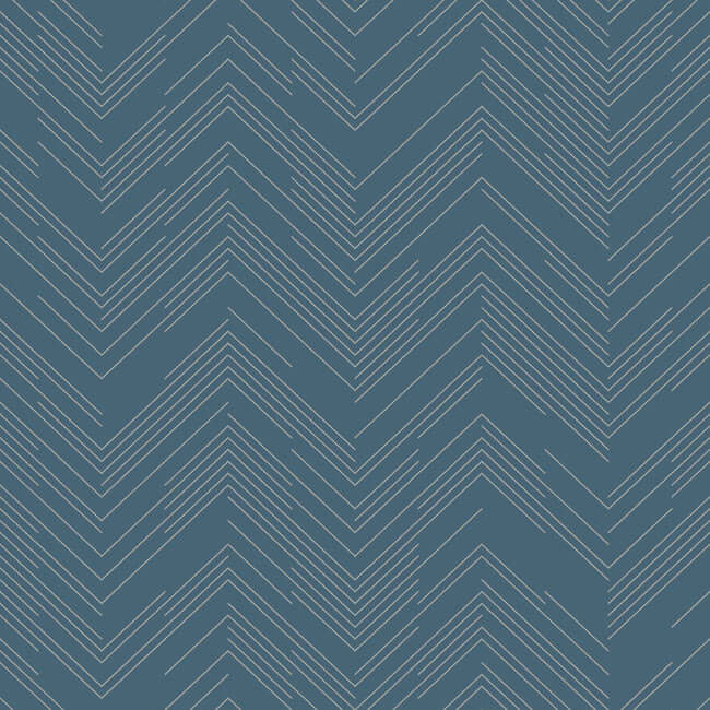 polished-chevron-blue-silver-wallpaper-york-wallcoverings-md7224 - York Wallcoverings Wallpaper