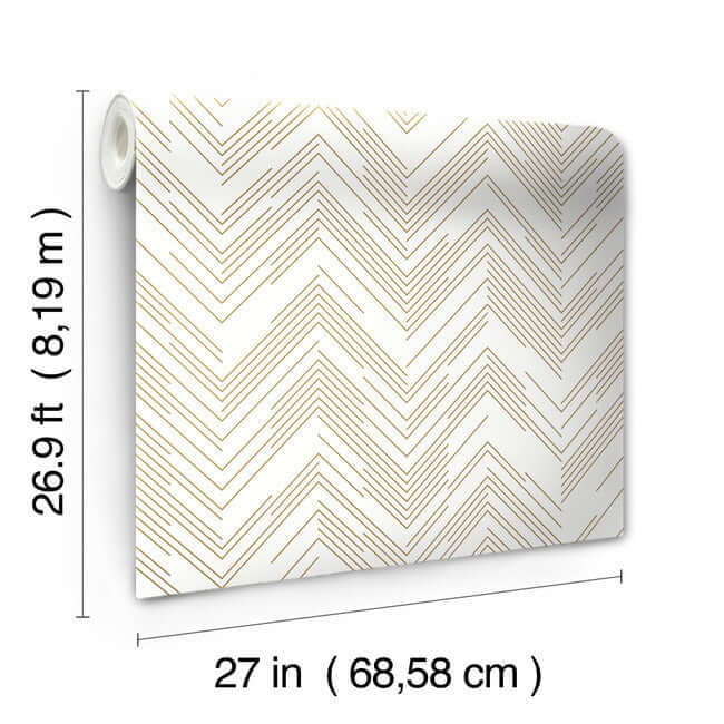 polished-chevron-white-gold-wallpaper-york-wallcoverings-md7222 - York Wallcoverings Wallpaper