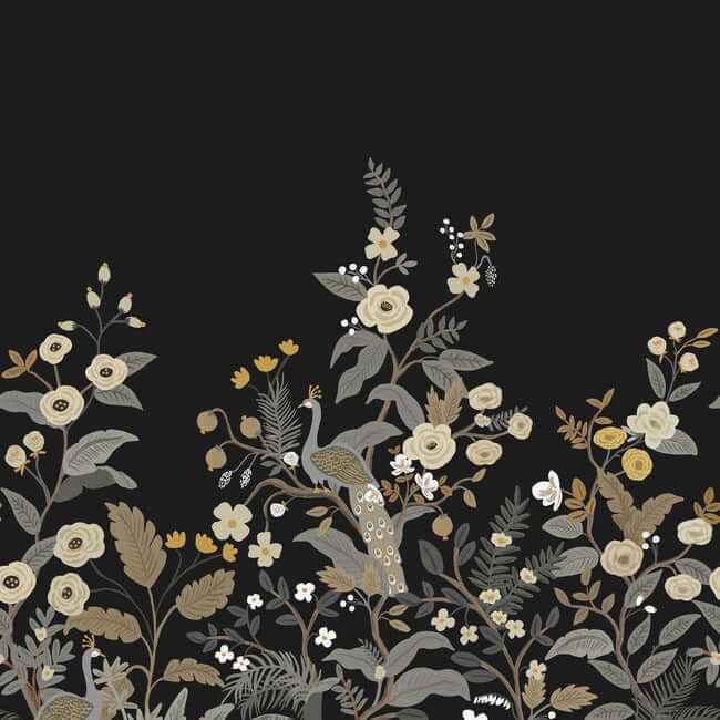 Peacock Black Wall Mural - York Wallcoverings - RP7399M