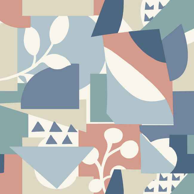 Cut Outs Blue Wallpaper - York Wallcoverings - OI0674