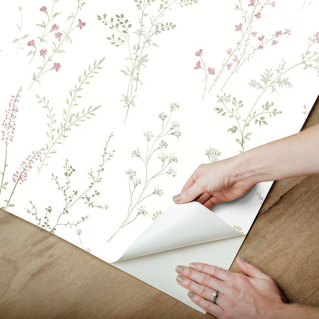 wildflower-sprigs-peel-and-stick-wallpaper-pink-green-grey-york-wallcoverings-psw1524rl