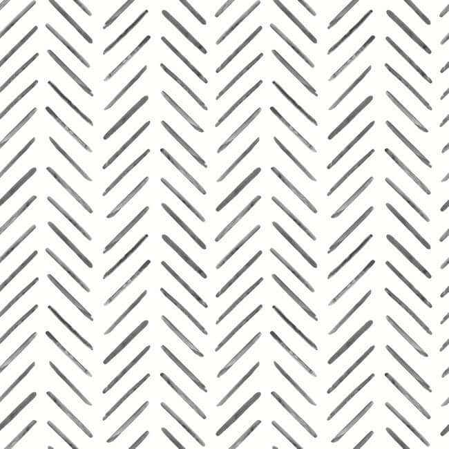 Painted Herringbone Black Peel & Stick Wallpaper - York Wallcoverings - PSW1525RL