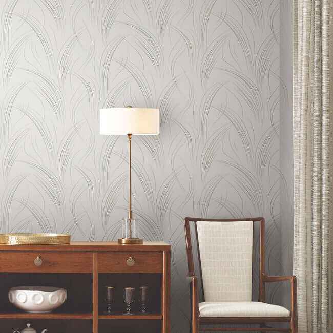 Graceful Wisp White Wallpaper - York Wallcoverings - EV3939 - York Wallcoverings Wallpaper