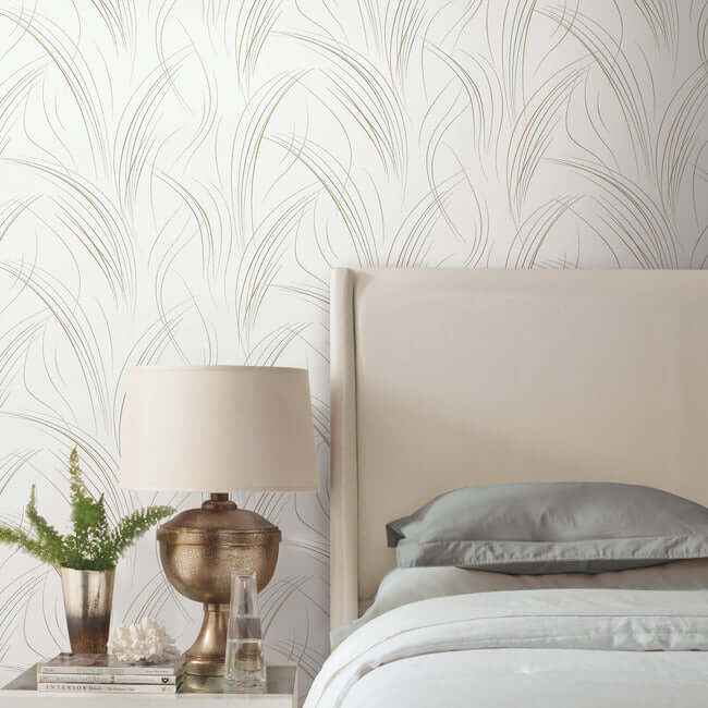 Graceful Wisp White Wallpaper - York Wallcoverings - EV3939 - York Wallcoverings Wallpaper