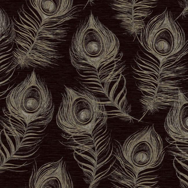 regal-peacock-black-wallpaper-york-wallcoverings-ev3942 - York Wallcoverings Wallpaper
