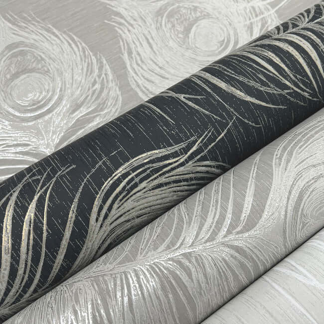 regal-peacock-black-wallpaper-york-wallcoverings-ev3942 - York Wallcoverings Wallpaper