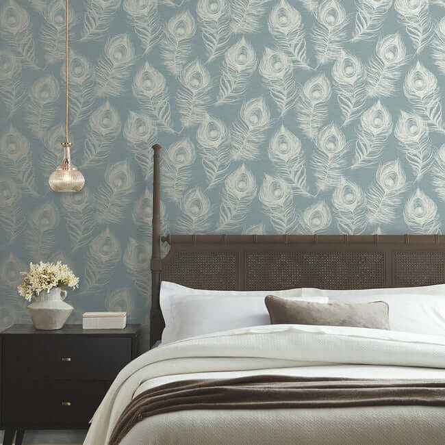 Regal Peacock Dark Teal Wallpaper - York Wallcoverings - EV3943 - York Wallcoverings Wallpaper