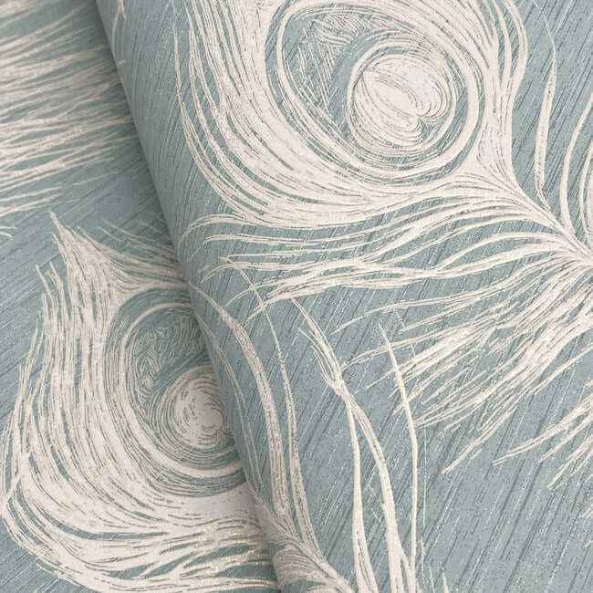 Regal Peacock Dark Teal Wallpaper - York Wallcoverings - EV3943 - York Wallcoverings Wallpaper