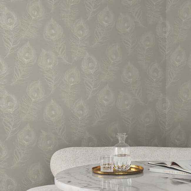 Regal Peacock Mink Wallpaper - York Wallcoverings - EV3941