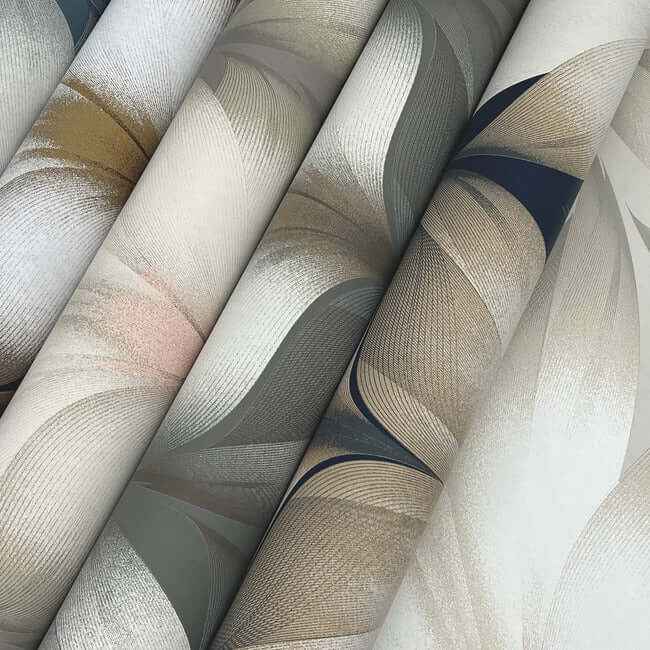 Lotus Light Stripe Navy Wallpaper - York Wallcoverings - EV3956 - York Wallcoverings Wallpaper