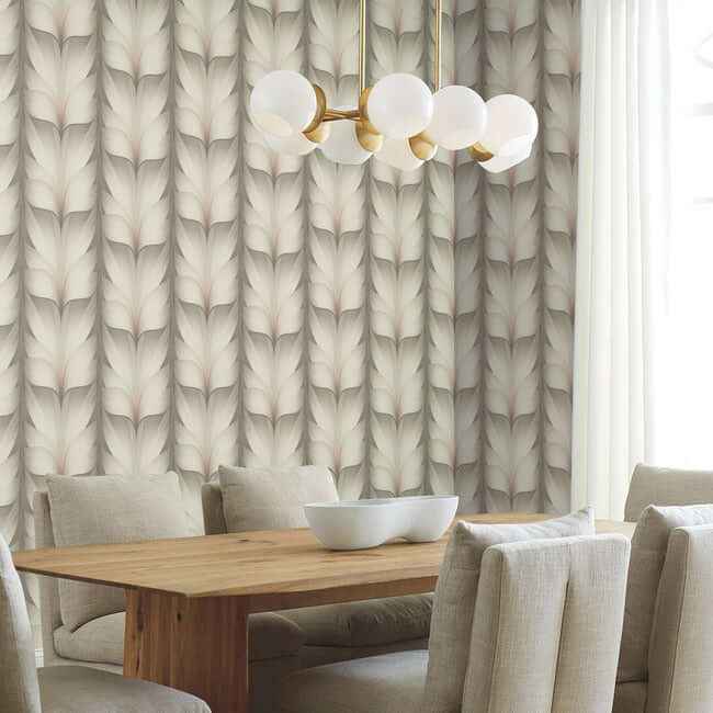 Lotus Light Stripe Taupe & Blush Wallpaper - York Wallcoverings - EV3952 - York Wallcoverings Wallpaper