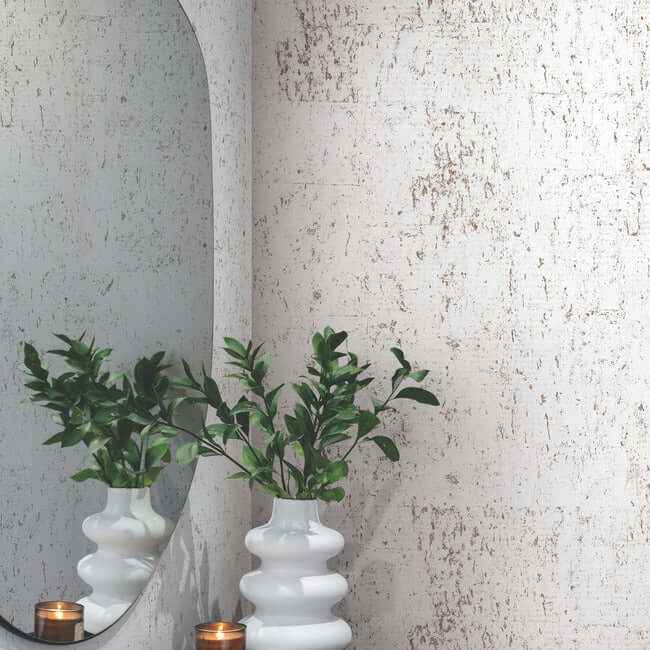 Cork Bright White & Gold Wallpaper - York Wallcoverings - EV3902 - York Wallcoverings Wallpaper