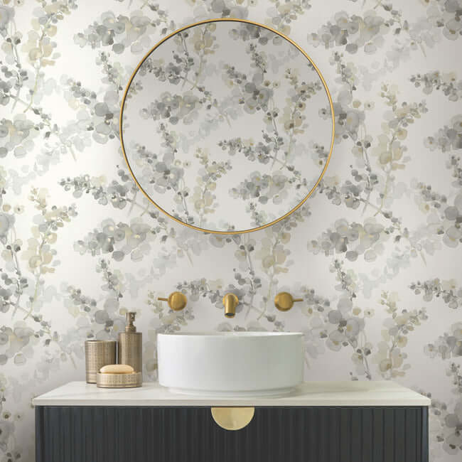 blossom-fling-steel-wallpaper-york-wallcoverings-ev3971 - York Wallcoverings Wallpaper