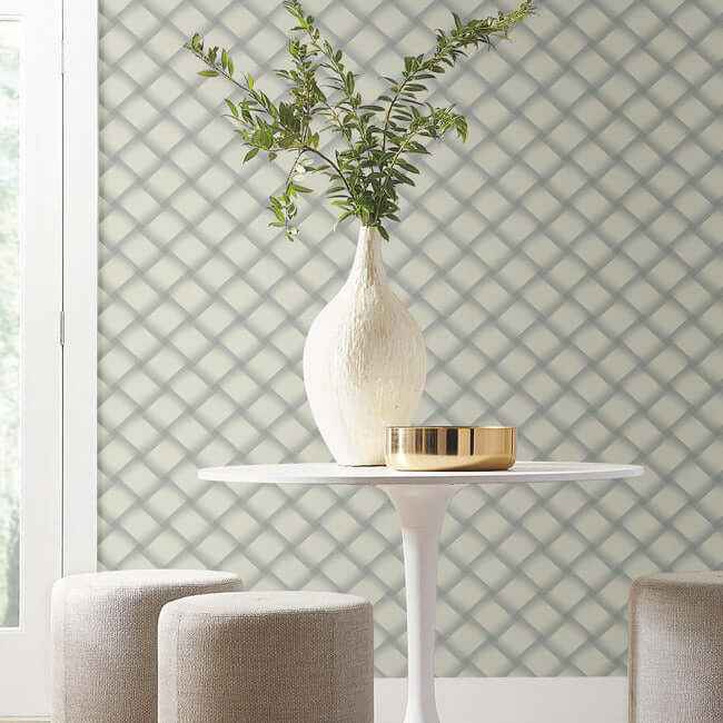 Bayside Basket Weave Smokey Blue Wallpaper - York Wallcoverings - EV3968 - York Wallcoverings Wallpaper