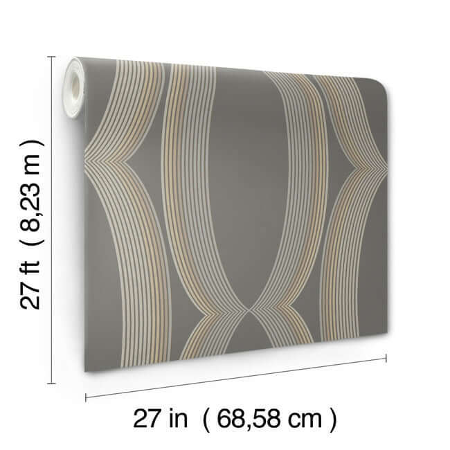 progression-ogee-charcoal-wallpaper-york-wallcoverings-ev3986 - York Wallcoverings Wallpaper