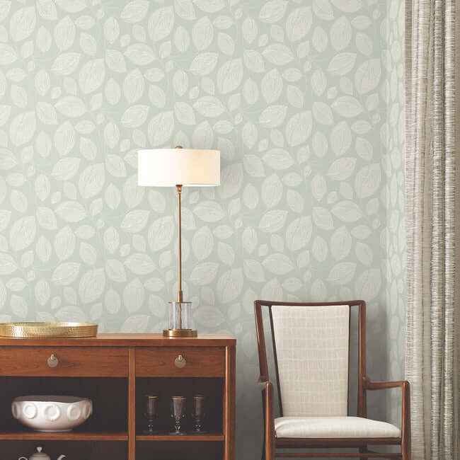 Contoured Leaves Green Wallpaper - York Wallcoverings - EV3921 - York Wallcoverings Wallpaper