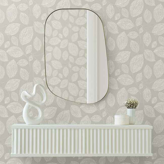 Contoured Leaves Taupe Wallpaper - York Wallcoverings - EV3922