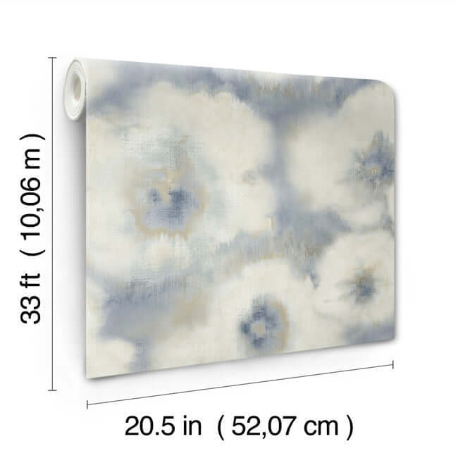 blended-floral-blue-wallpaper-york-wallcoverings-ev3964 - York Wallcoverings Wallpaper