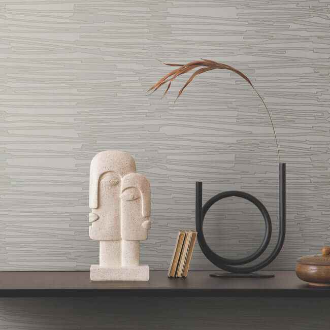 Water Reed Thatch Dove & Silver Wallpaper - York Wallcoverings - AG2092 - York Wallcoverings Wallpaper