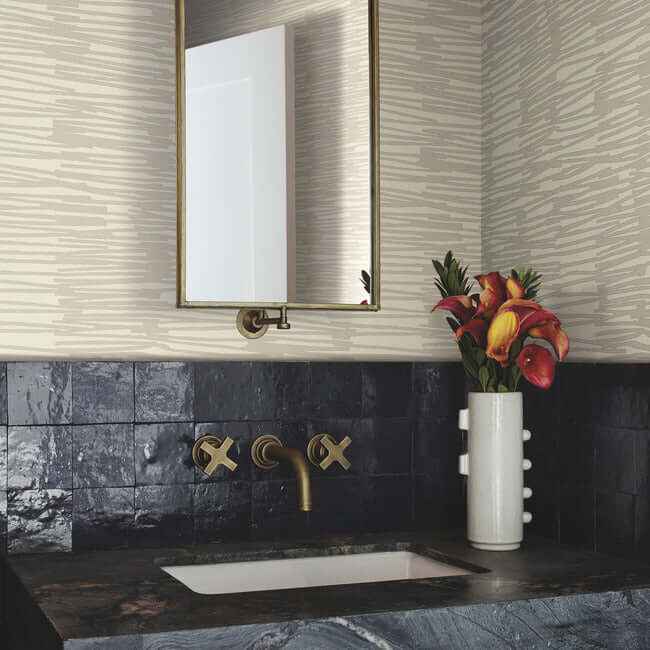 Water Reed Thatch Linen & Silver Wallpaper - York Wallcoverings - AG2093 - York Wallcoverings Wallpaper