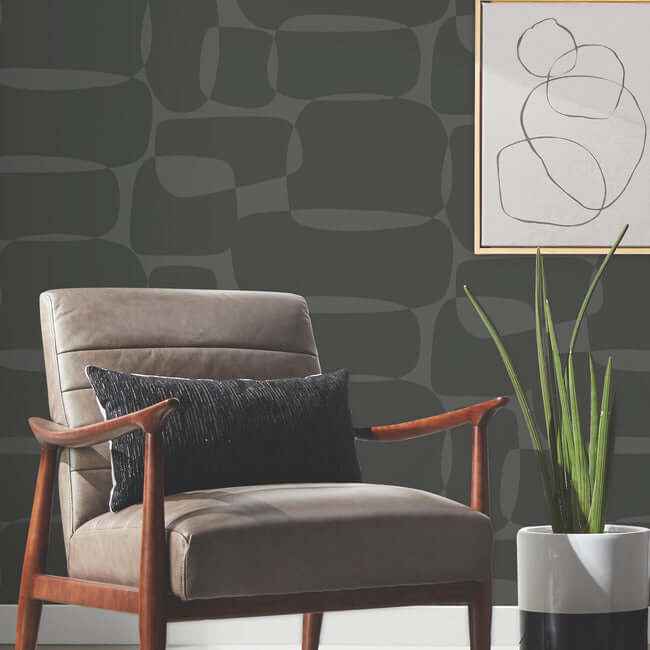 Block Black & Metallic Wallpaper - York Wallcoverings - AG2073 - York Wallcoverings Wallpaper