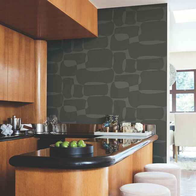 Block Black & Metallic Wallpaper - York Wallcoverings - AG2073 - York Wallcoverings Wallpaper