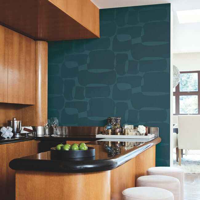 Block Peacock Wallpaper - York Wallcoverings - AG2075 - York Wallcoverings Wallpaper