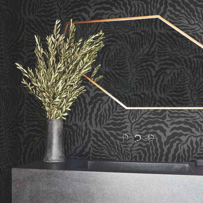 Fern Fronds Black Wallpaper - York Wallcoverings - AG2062 - York Wallcoverings Wallpaper