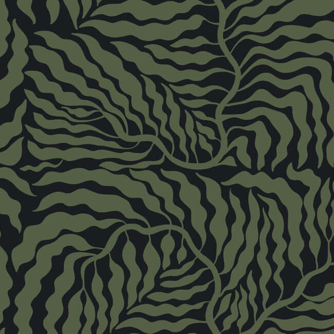 fern-fronds-black-green-wallpaper-york-wallcoverings-ag2061 - York Wallcoverings Wallpaper