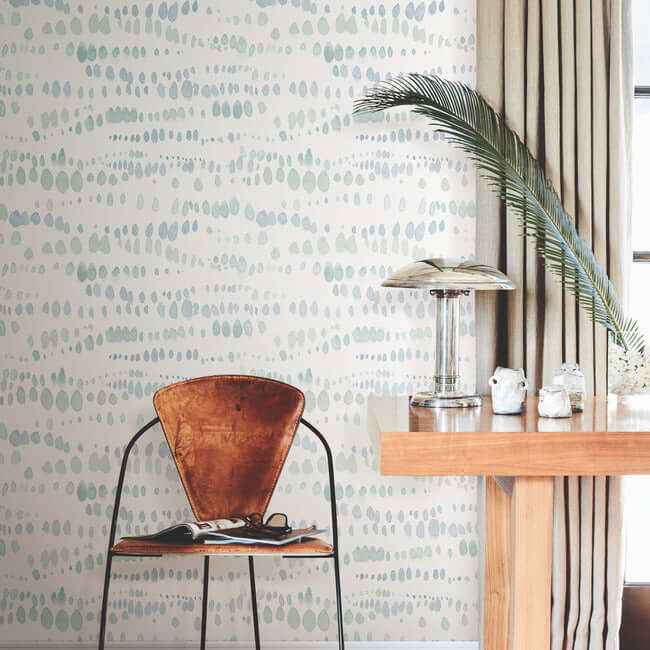 Dewdrops Blue Wallpaper - York Wallcoverings - AG2045