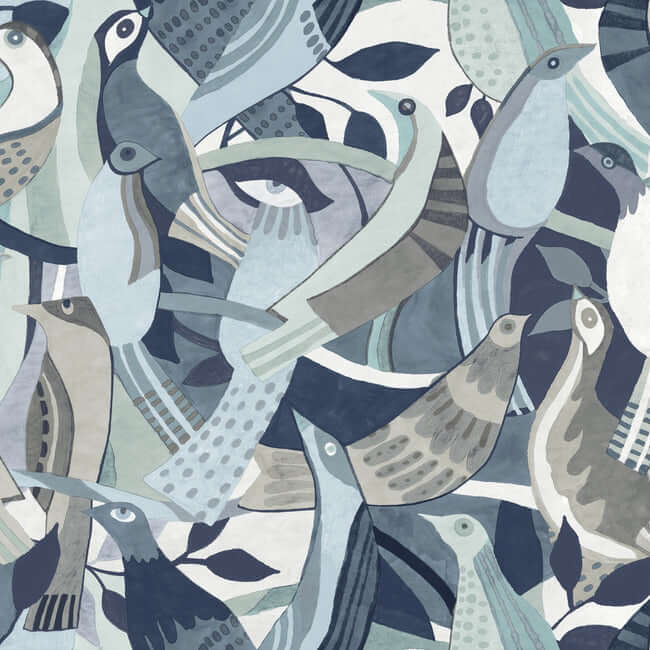 fauvist-flock-blue-wallpaper-york-wallcoverings-ag2015 - York Wallcoverings Wallpaper