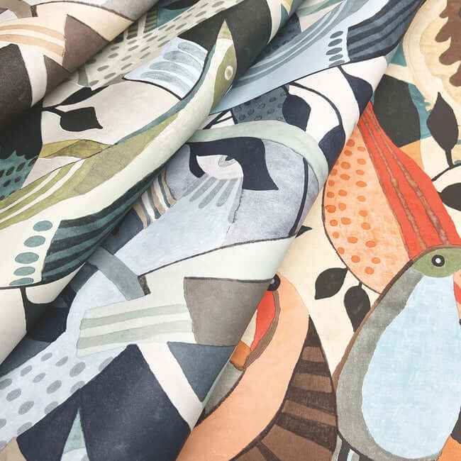 Fauvist Flock Neutral Wallpaper - York Wallcoverings - AG2018 - York Wallcoverings Wallpaper