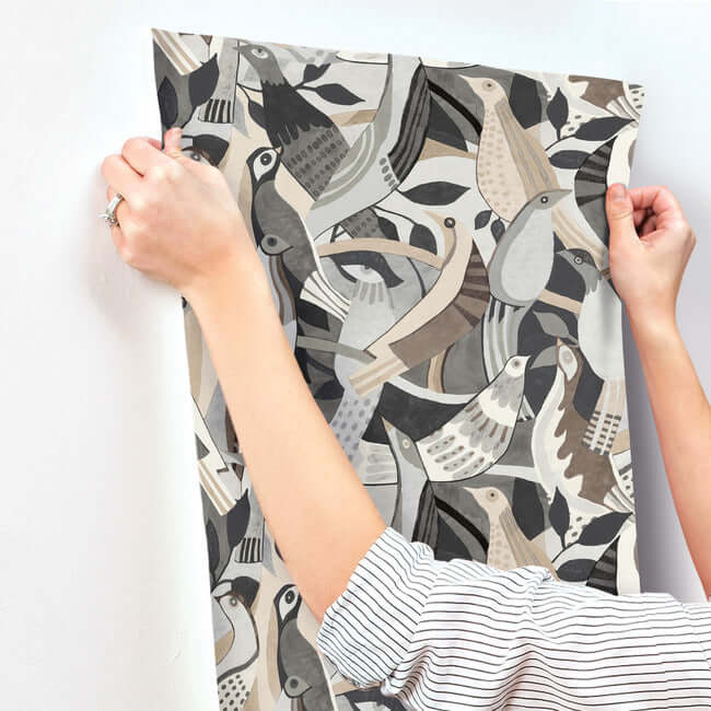 fauvist-flock-neutral-wallpaper-york-wallcoverings-ag2018 - York Wallcoverings Wallpaper