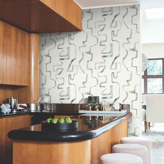 Abstract Aura Green & Grey Wallpaper - York Wallcoverings - AG2051 - York Wallcoverings Wallpaper