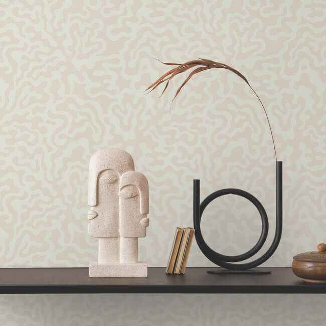 Nebulous Cloud Almond & Metallic Wallpaper - York Wallcoverings - AG2021 - York Wallcoverings Wallpaper