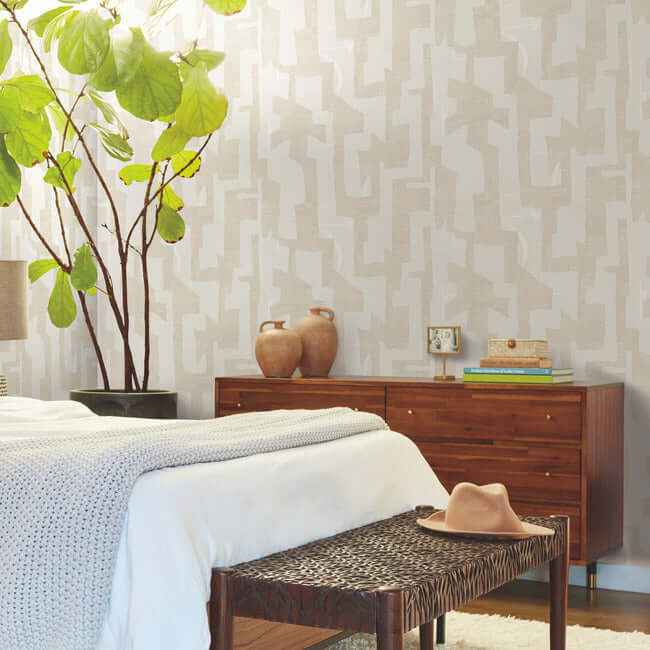 Modern Tribal Caramel & Cream Wallpaper - York Wallcoverings - AG2103