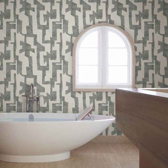 Modern Tribal Linen & Charcoal Wallpaper - York Wallcoverings - AG2101 - York Wallcoverings Wallpaper
