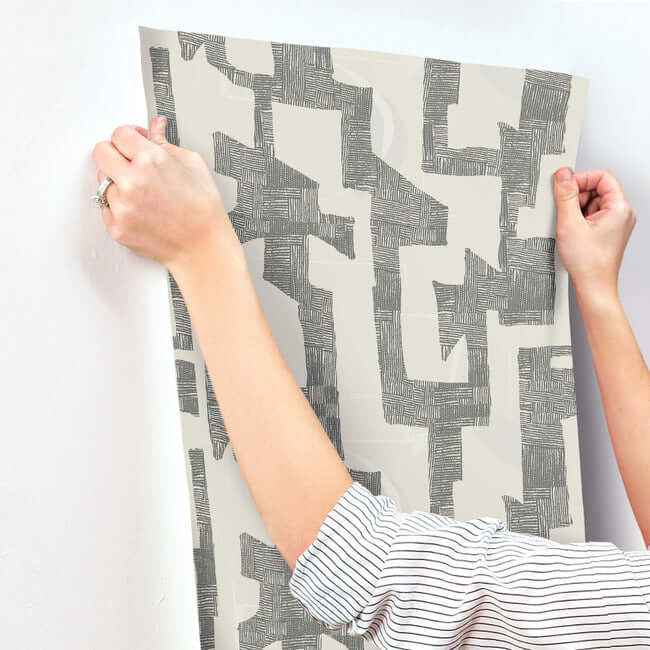 Modern Tribal Linen & Charcoal Wallpaper - York Wallcoverings - AG2101 - York Wallcoverings Wallpaper