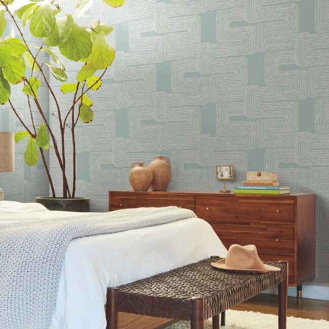 Zulu Thread Azure & Gold Wallpaper - York Wallcoverings - AG2034