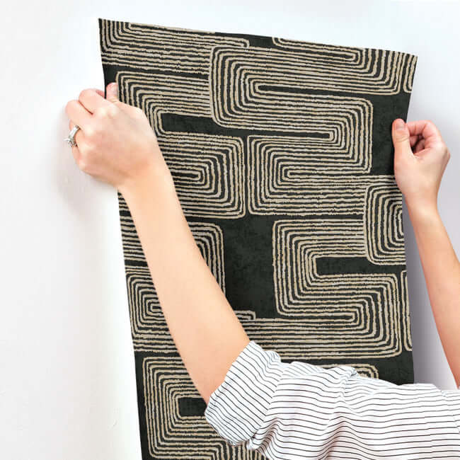 zulu-thread-black-gold-wallpaper-york-wallcoverings-ag2032 - York Wallcoverings Wallpaper