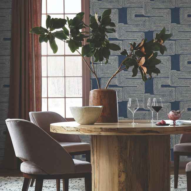 Zulu Thread Midnight & Silver Wallpaper - York Wallcoverings - AG2033 - York Wallcoverings Wallpaper