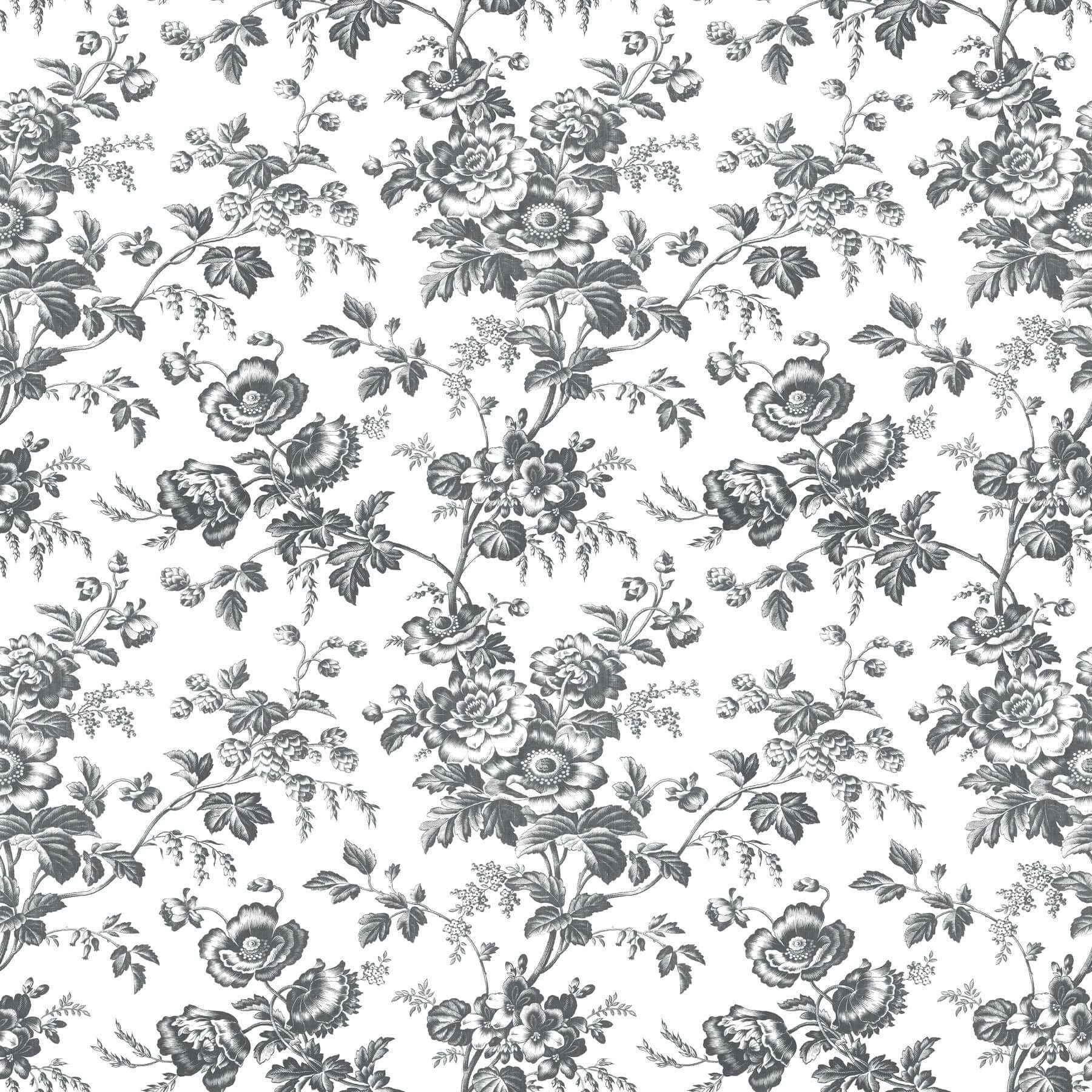 Anemone Toile Black Wallpaper - York Wallcoverings - RT7875