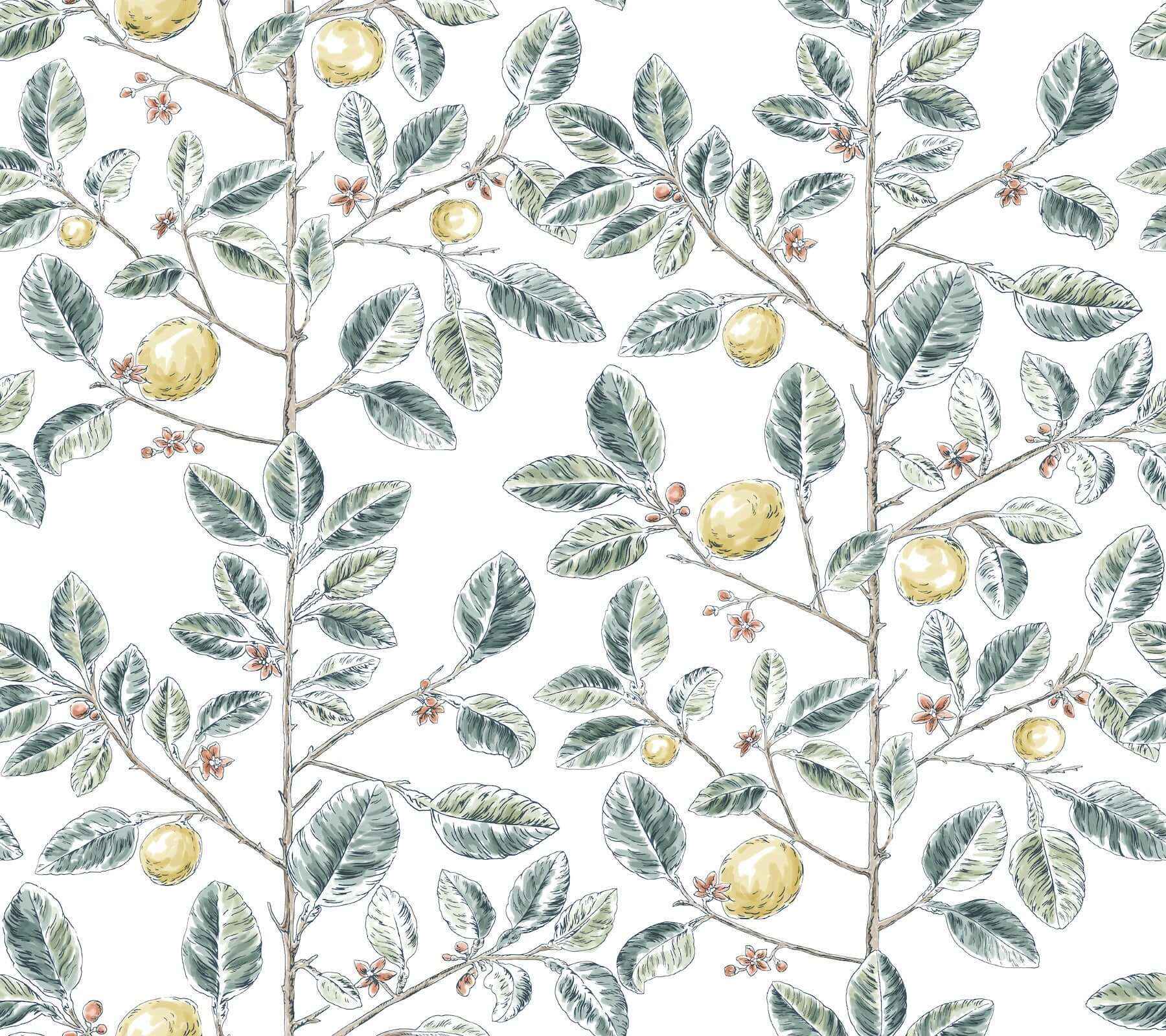 Limoncello Toile Forest Wallpaper - York Wallcoverings - RT7914