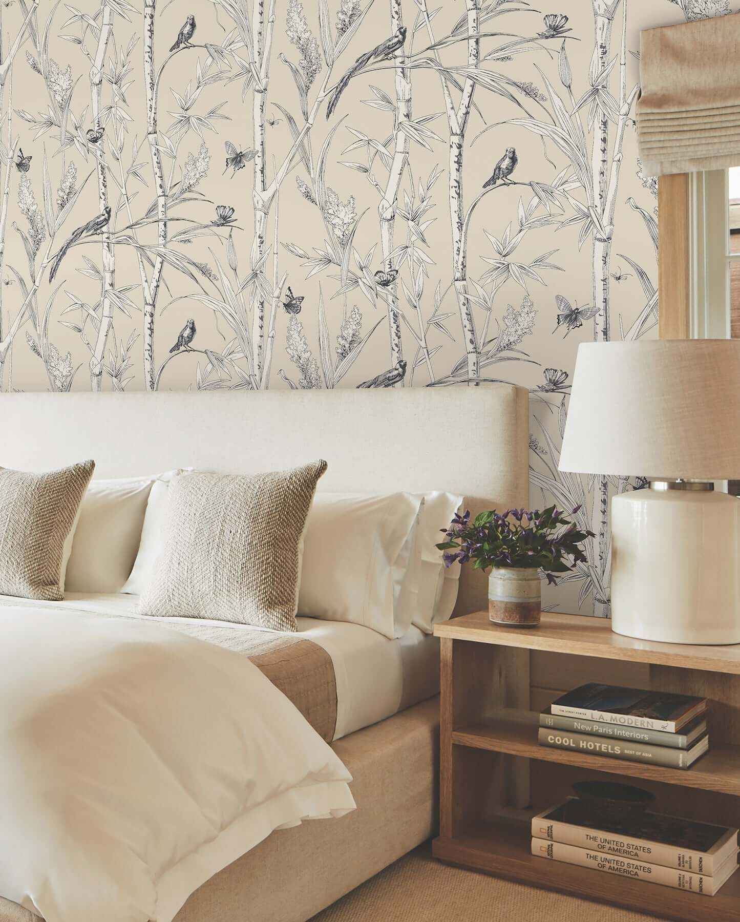 Bambou Toile Beige Wallpaper - York Wallcoverings - RT7832 - York Wallcoverings Wallpaper